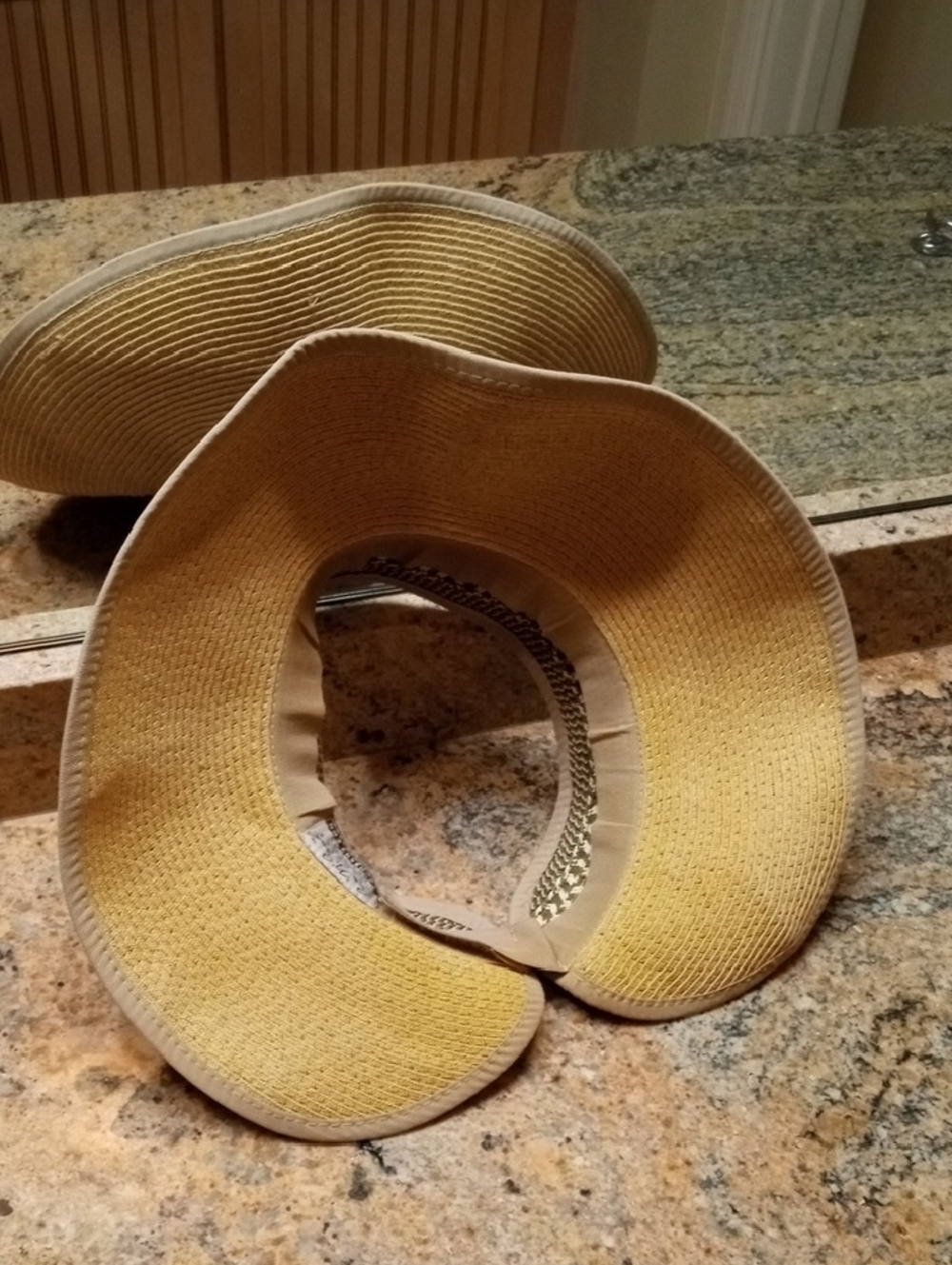 Sun N Sand Yellow Straw Sun Hat  Headwear. Open top, Velcro Adjustable. - Picture 6 of 6